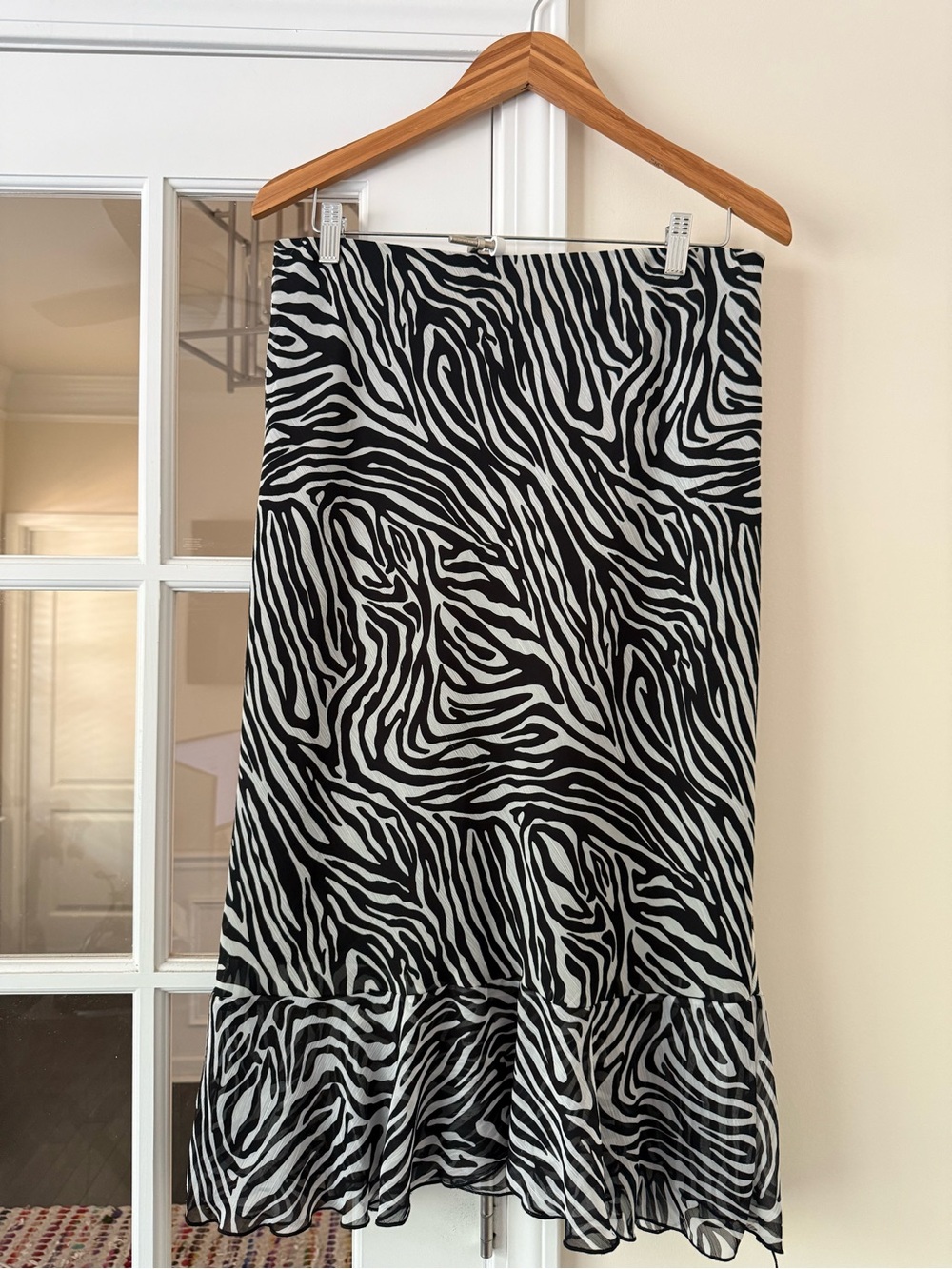 Vintage paper tags Black & White Zebra-Print Midi Skirt